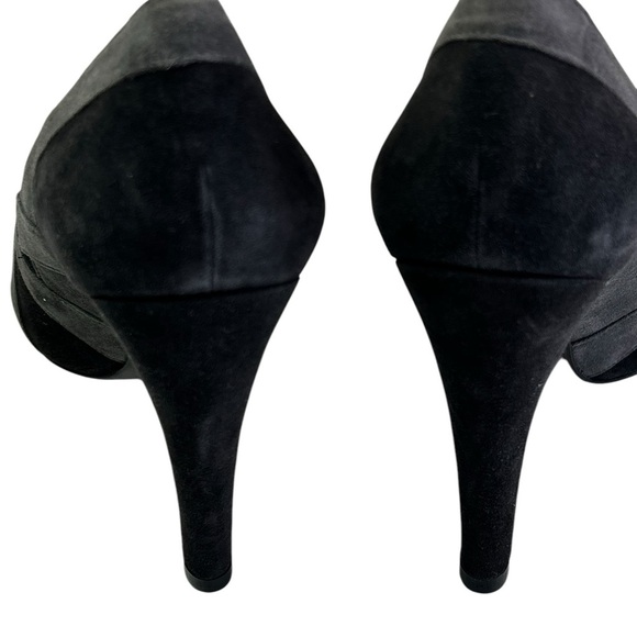 Stuart Weitzman Gray Black Mingle Suede Cutout Pumps Womens Size 9.5 heels 4.5" - Picture 5 of 11
